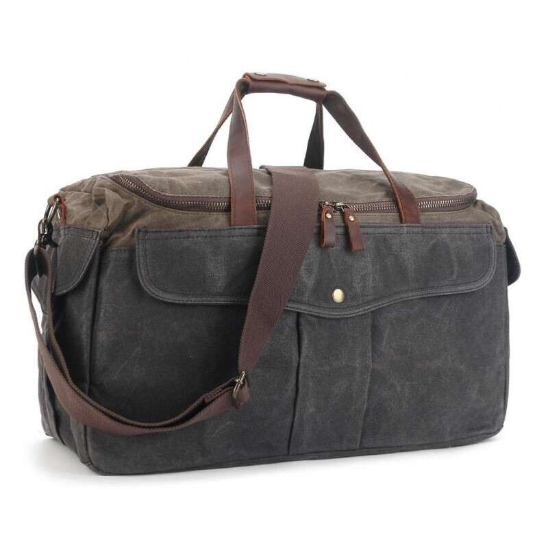 Leather and Military Canvas Travelling Bag