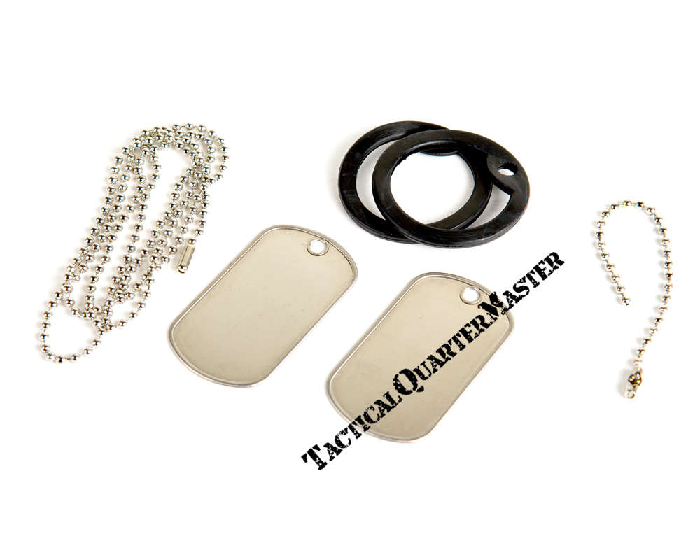 Dog Tags w/i Chain and Silencer: Military Set