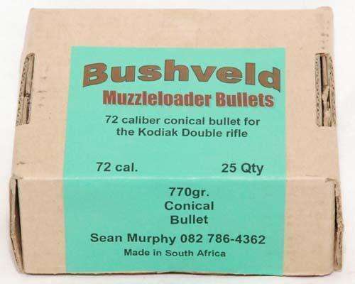 Bushveldt .72 Caliber Conical Bullet 770gr - Box