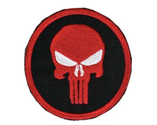Bushveldt Punisher Skull Patch Red & Black with White Eyes