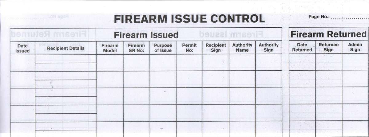 Ammunition Issue Control Register 200 Page