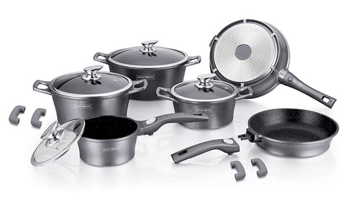 Royalty Line 13 Piece Marble Coating Cookware Set - Silver (READ THE DESCRIPTION)