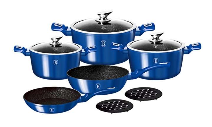 Berlinger Haus - 10 Pieces Royal Blue Edition Marble Coating Cookware Set (READ THE DESCRIPTION)