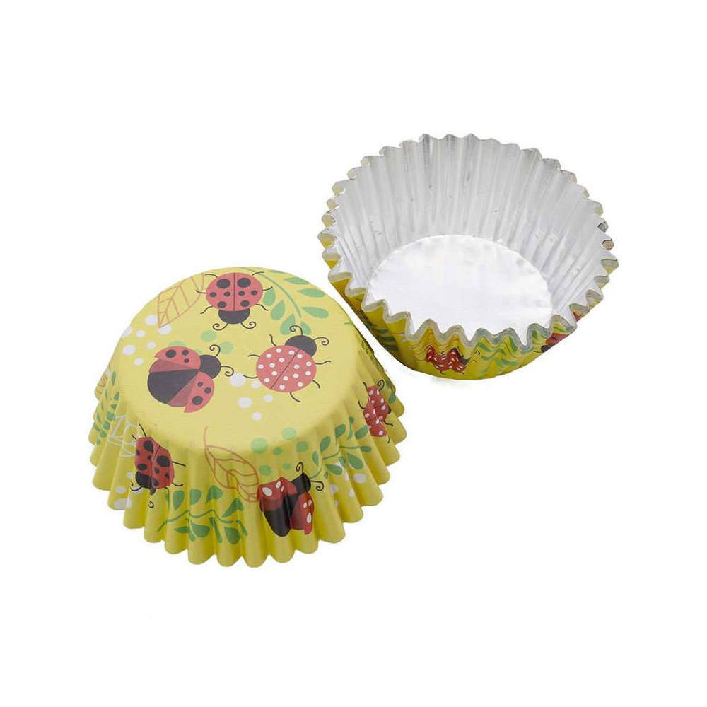 PME Cupcake Foil Lined Wrapper Case Yellow Ladybug Pack of 30