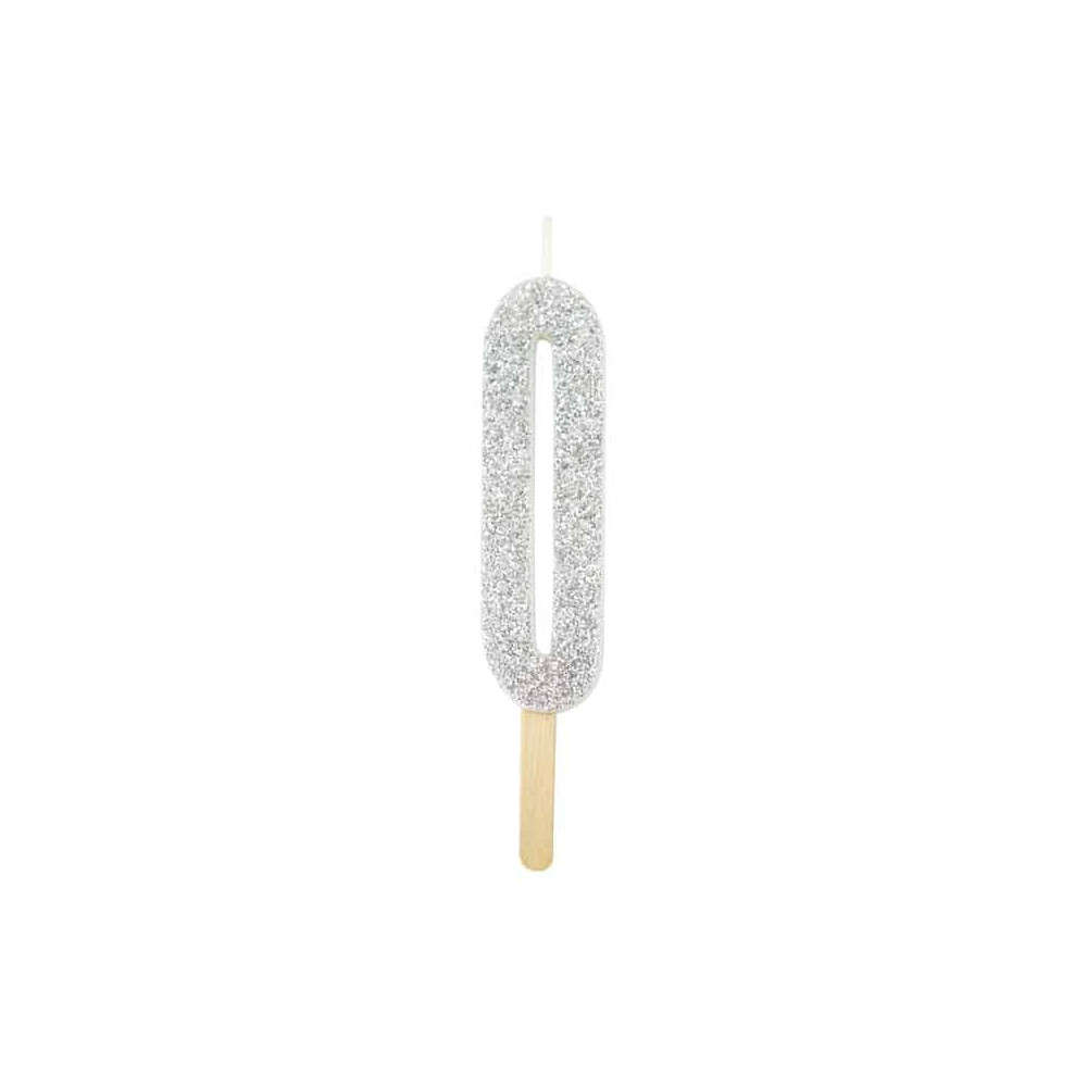 PME Anniversary Birthday Party Silver Glitter Candle 0