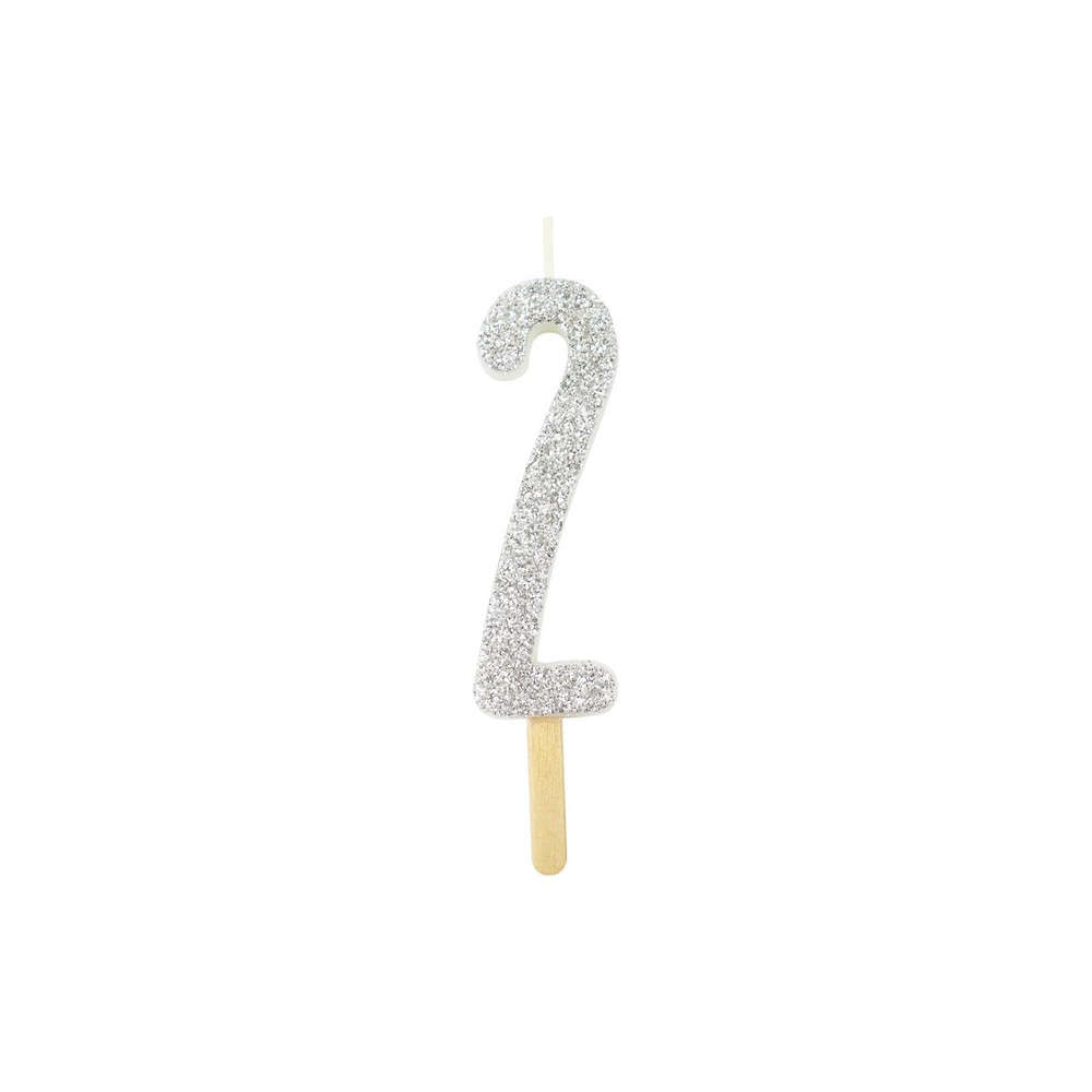 PME Anniversary Birthday Party Silver Glitter Candle 2