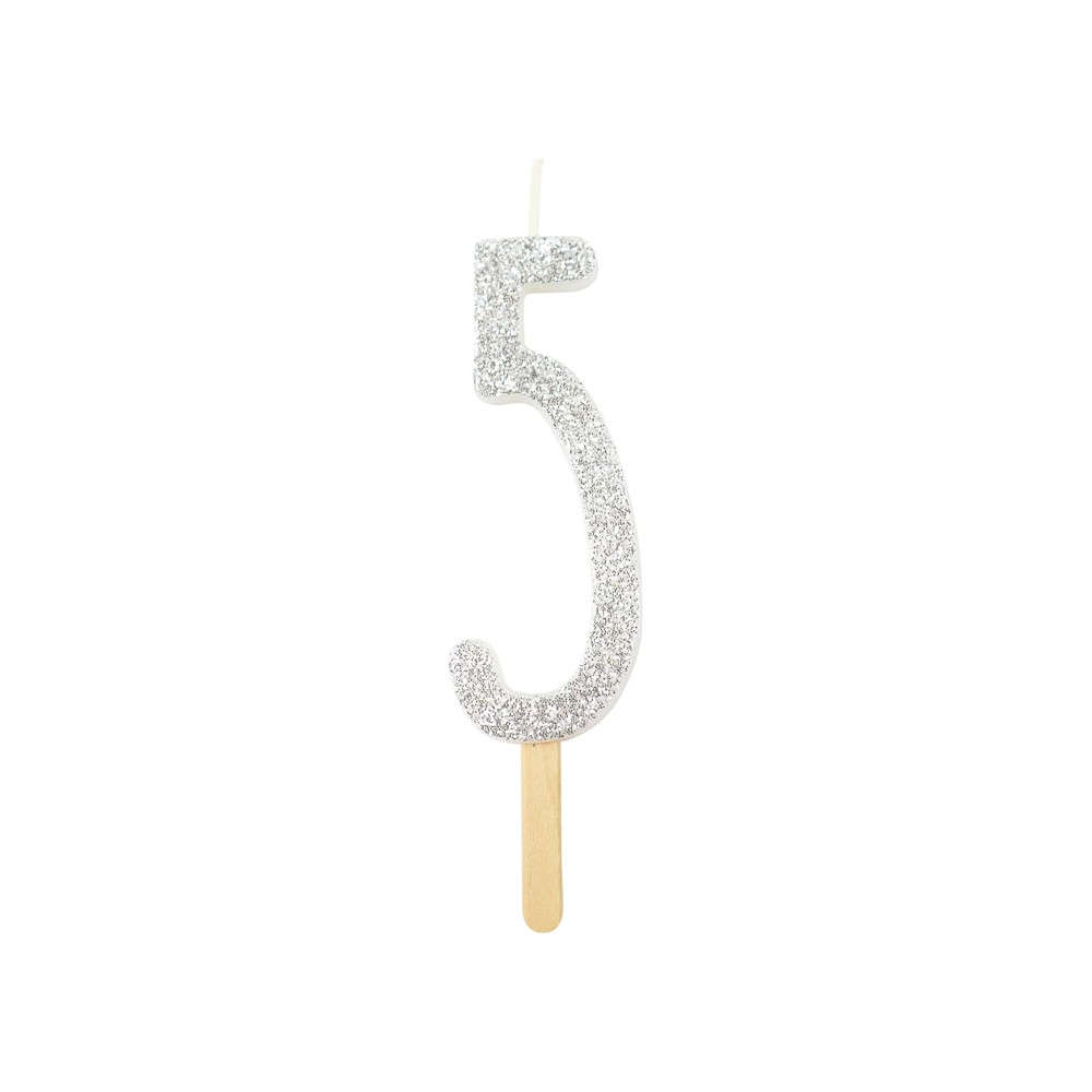 PME Anniversary Birthday Party Silver Glitter Candle 5