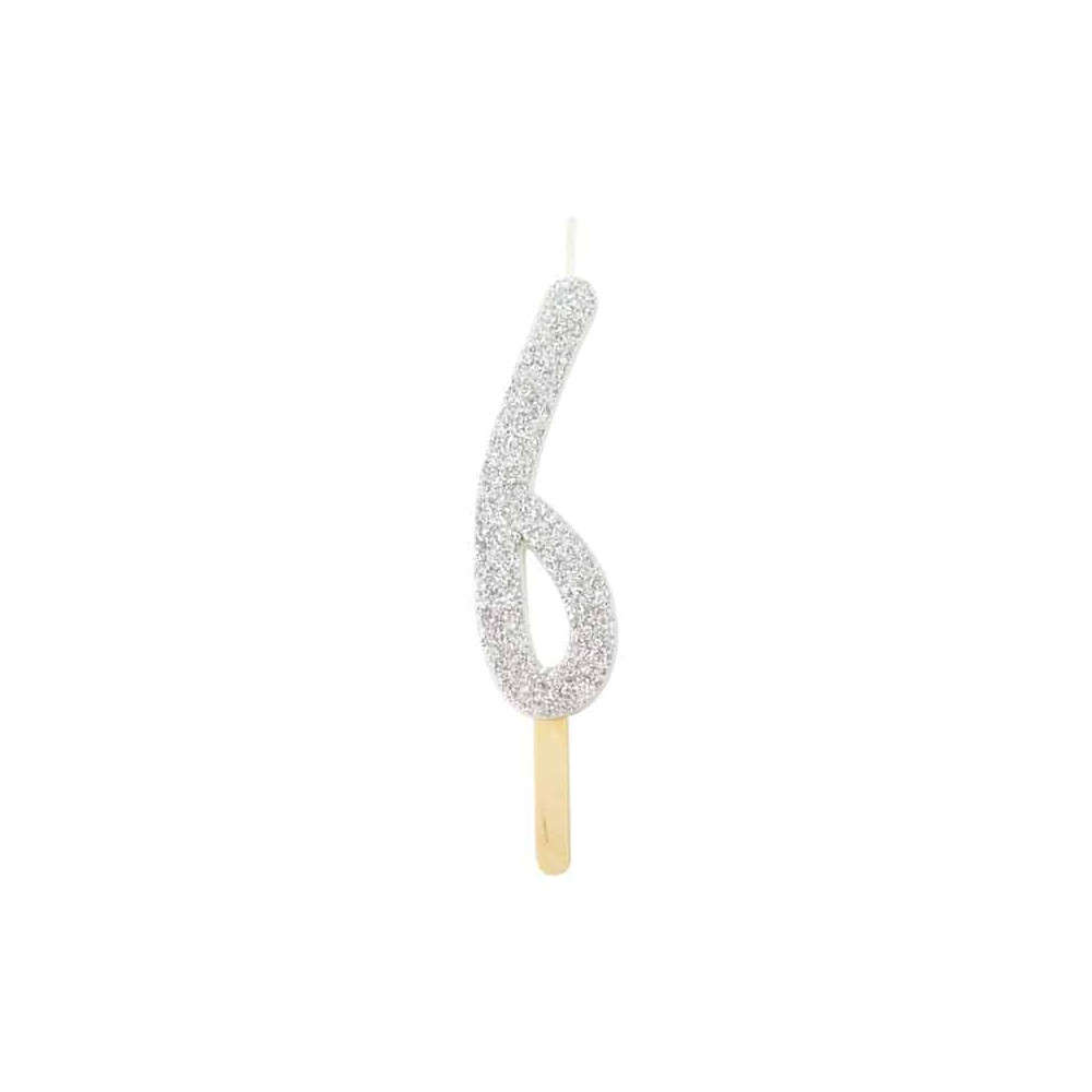 PME Anniversary Birthday Party Silver Glitter Candle 6
