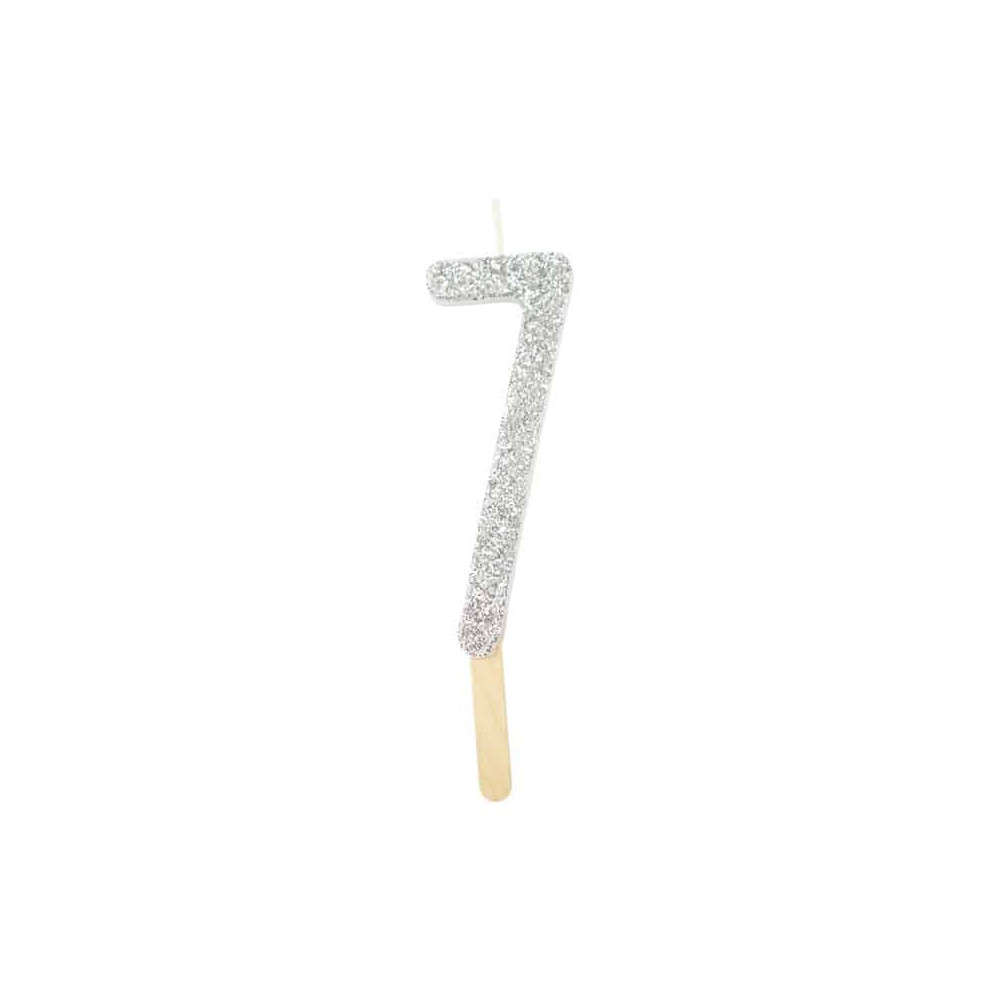 PME Anniversary Birthday Party Silver Glitter Candle 7