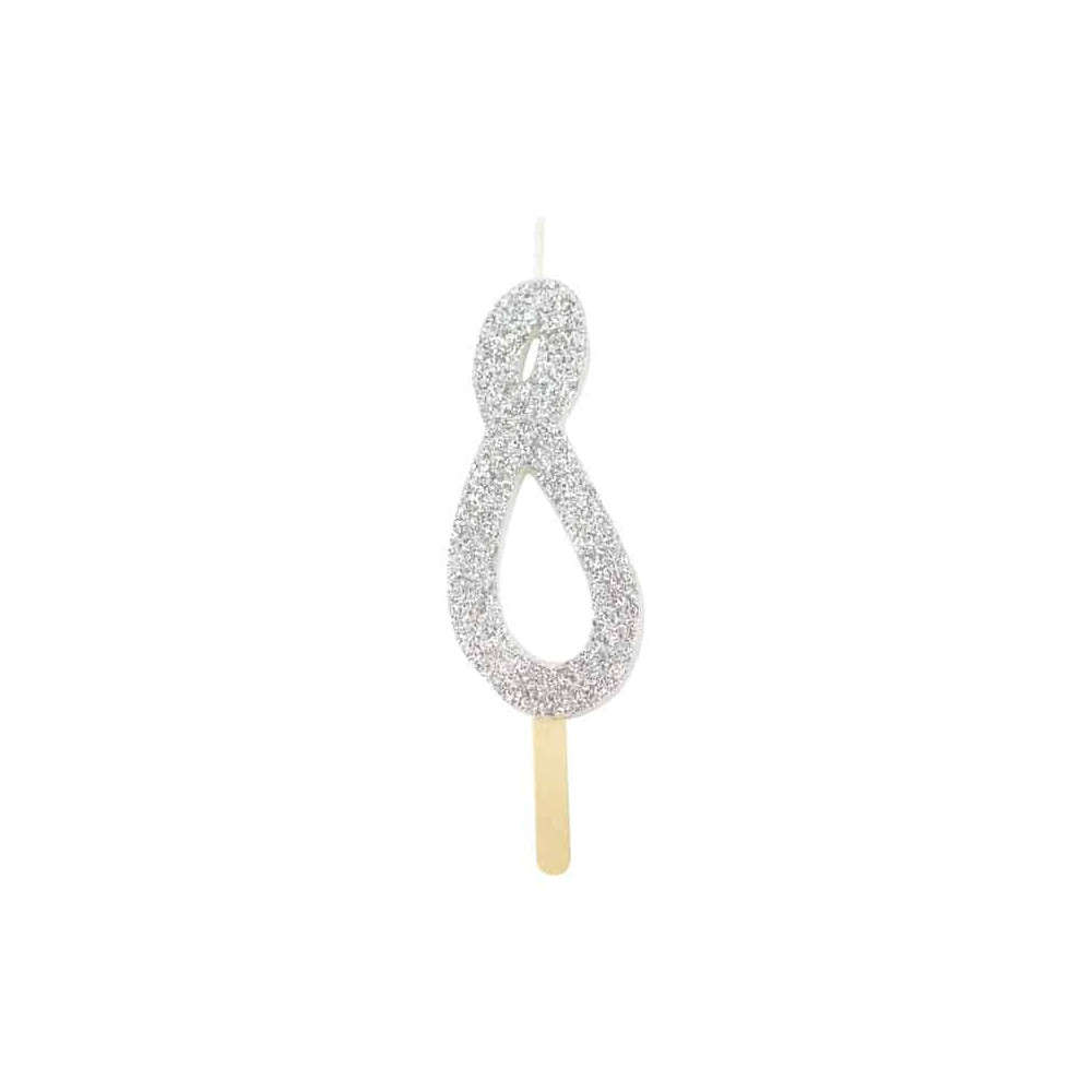 PME Anniversary Birthday Party Silver Glitter Candle 8