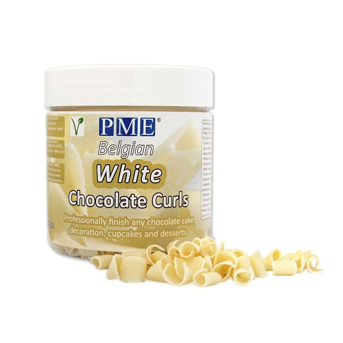 PME Belgian White Chocolate Curls for Decorating Cake Muffin Cupcake Dessert 85g
