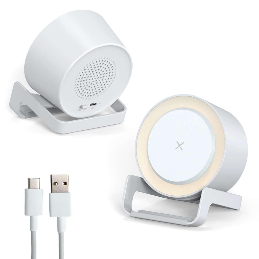 White Bluetooth Speaker Wireless Phone Charger