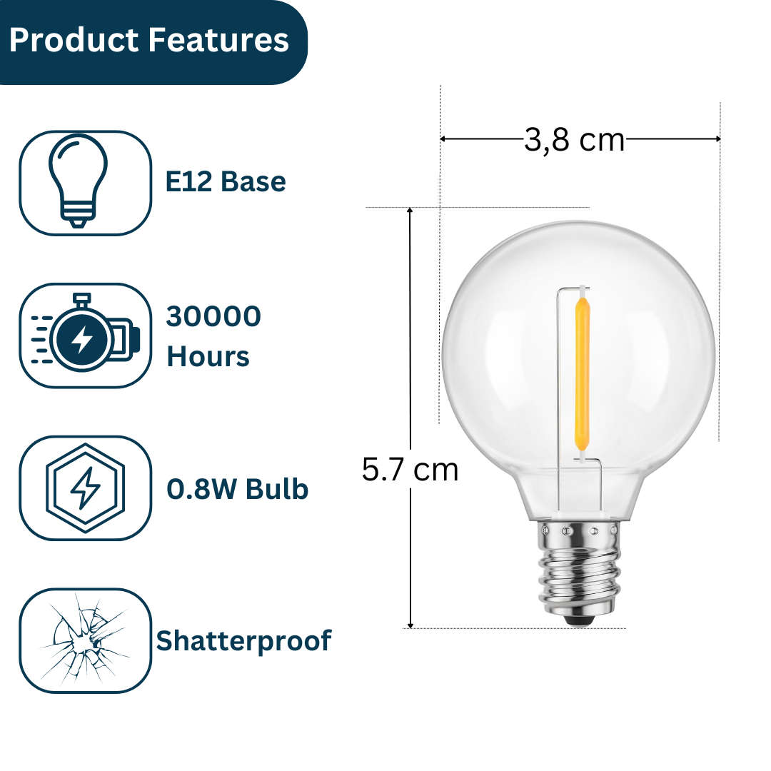 Classic Bulb G40 LED E12 0.8W 6 Pack Replacement Light