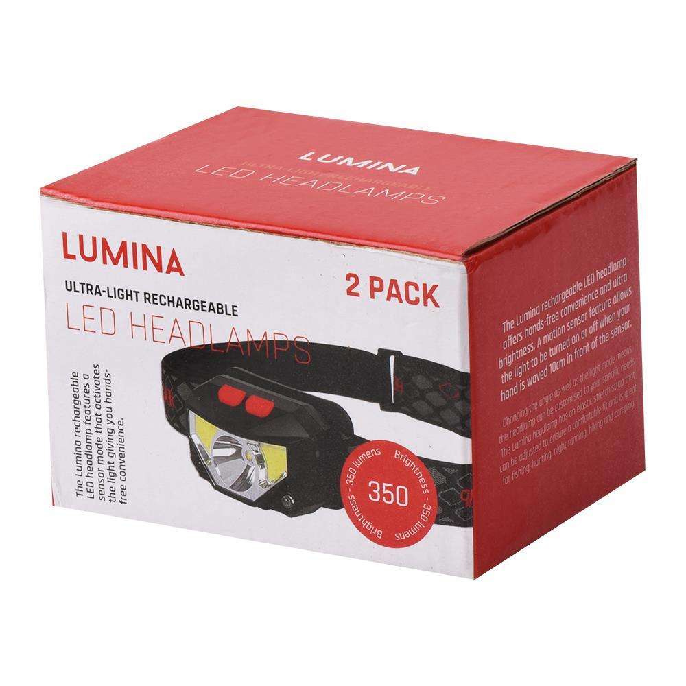 Ultra-Light Rechargeable LED Headlamps  Pack of 2