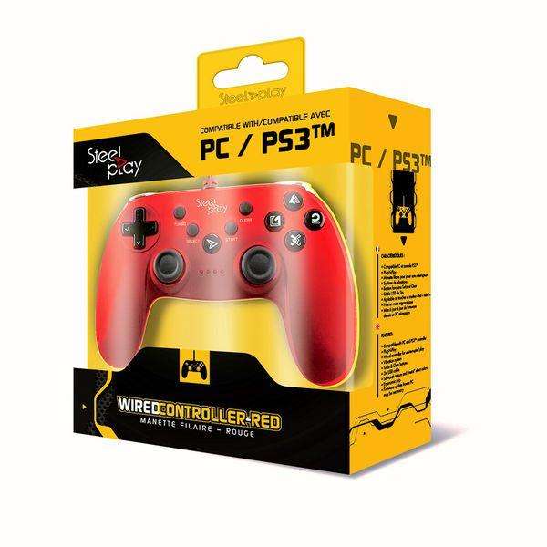 Steelplay - Wired Controller - MetallicC Red (PS3/PC) ***