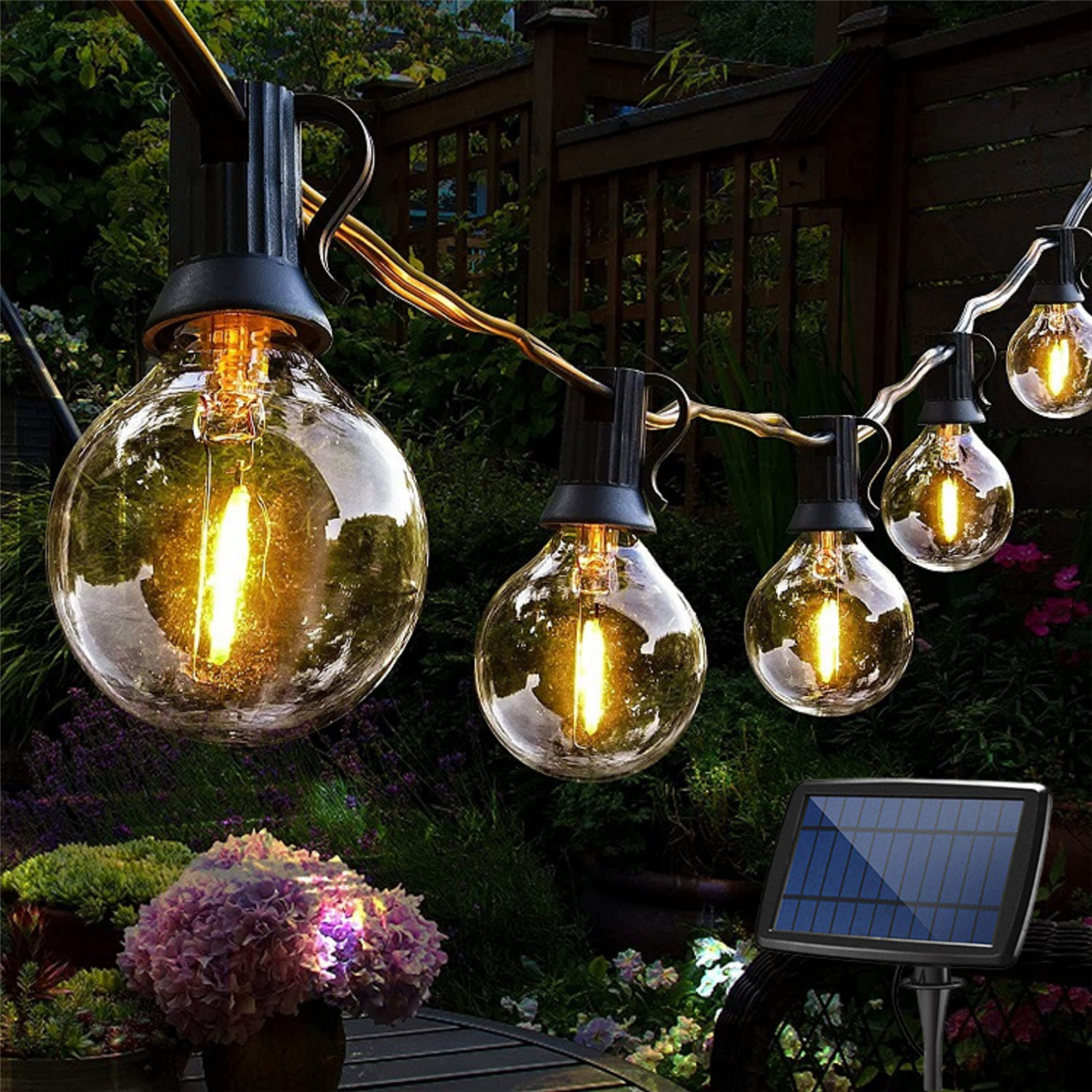 10m Solar Powered Classic 25 LED Bulb String Lights