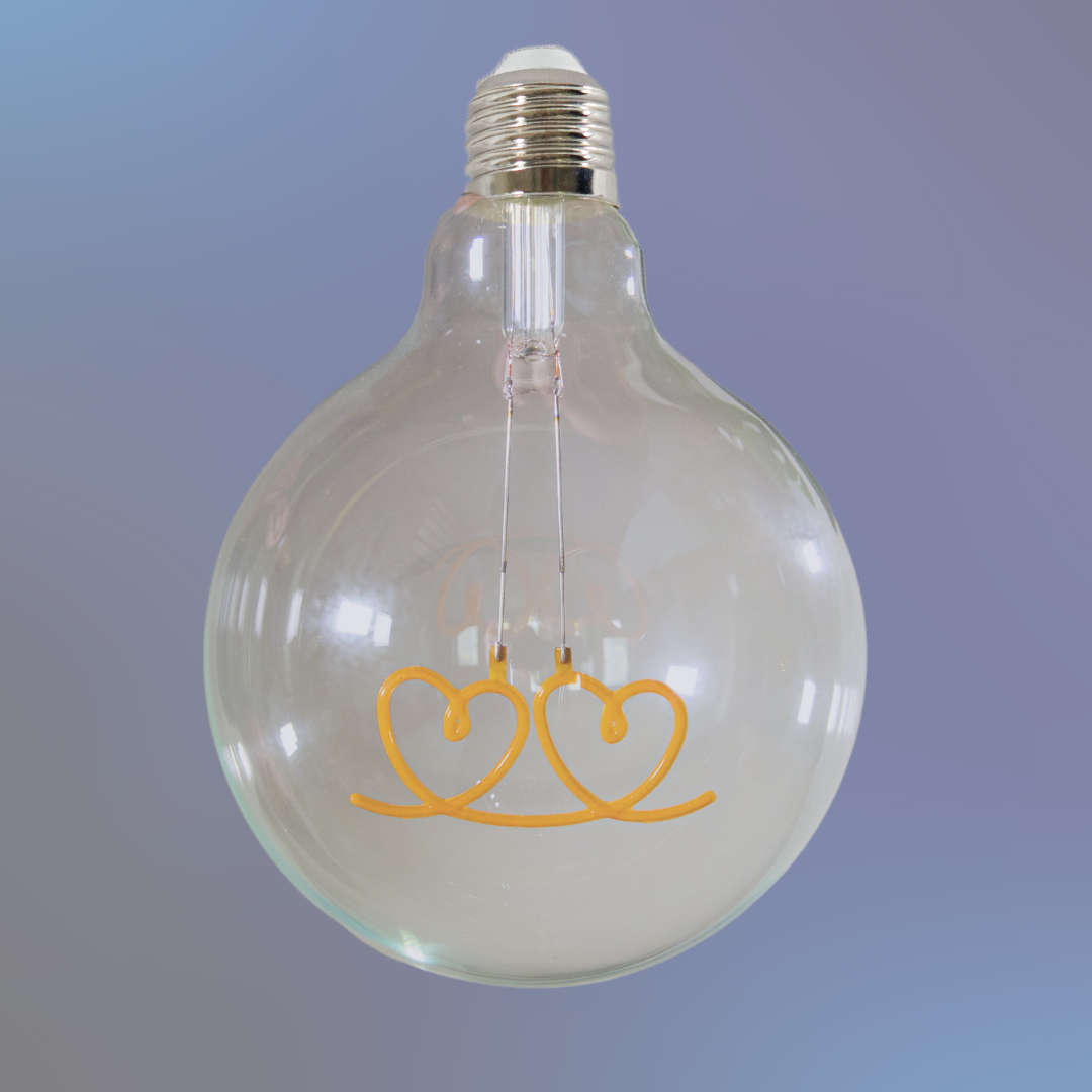 Retro Edison Light Bulb G125 HEARTS Warm White LED E27 3W
