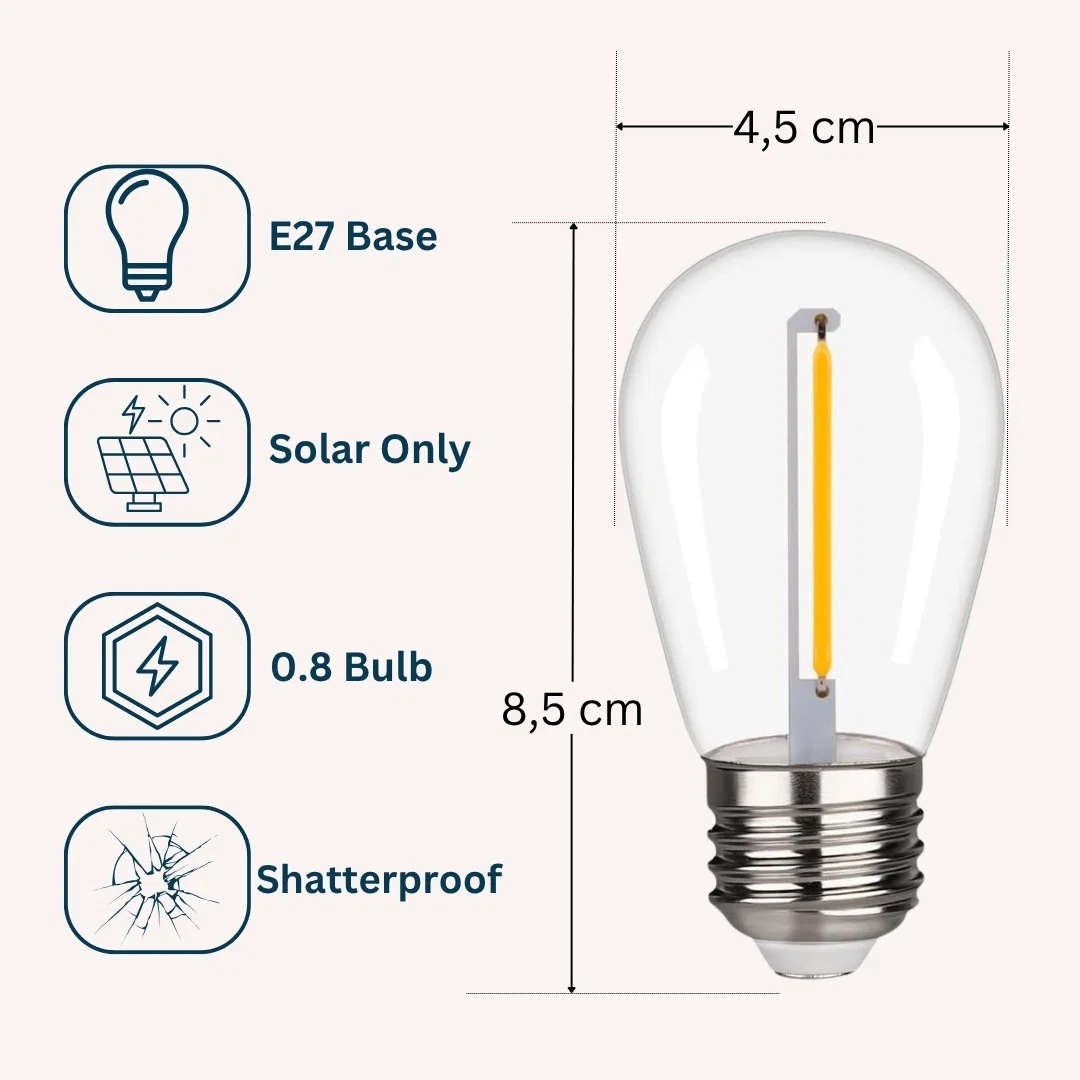 S14 Vintage Replacement Bulbs | E27 | 2W | 6 Pack | Solar