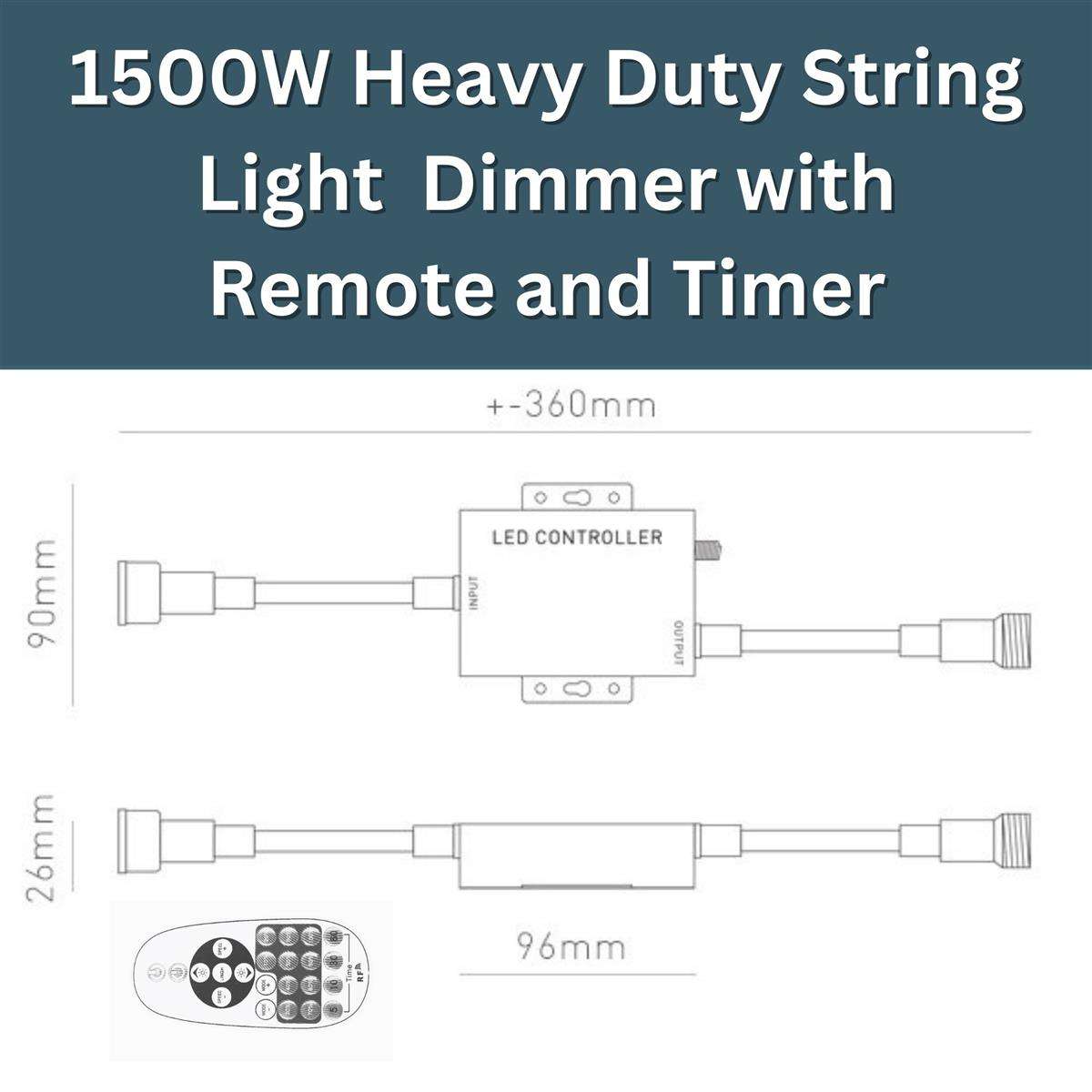 LED Dimmer Controller for Festoon String Lights (RF Remote)