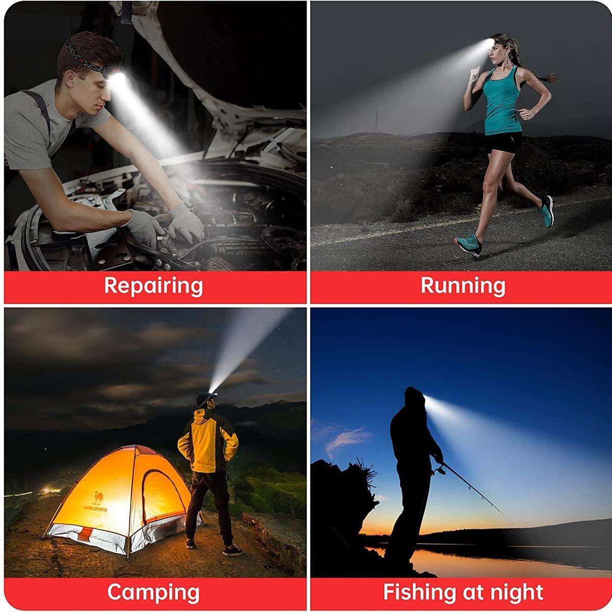 Ultra-Light Rechargeable LED Headlamps  Pack of 2