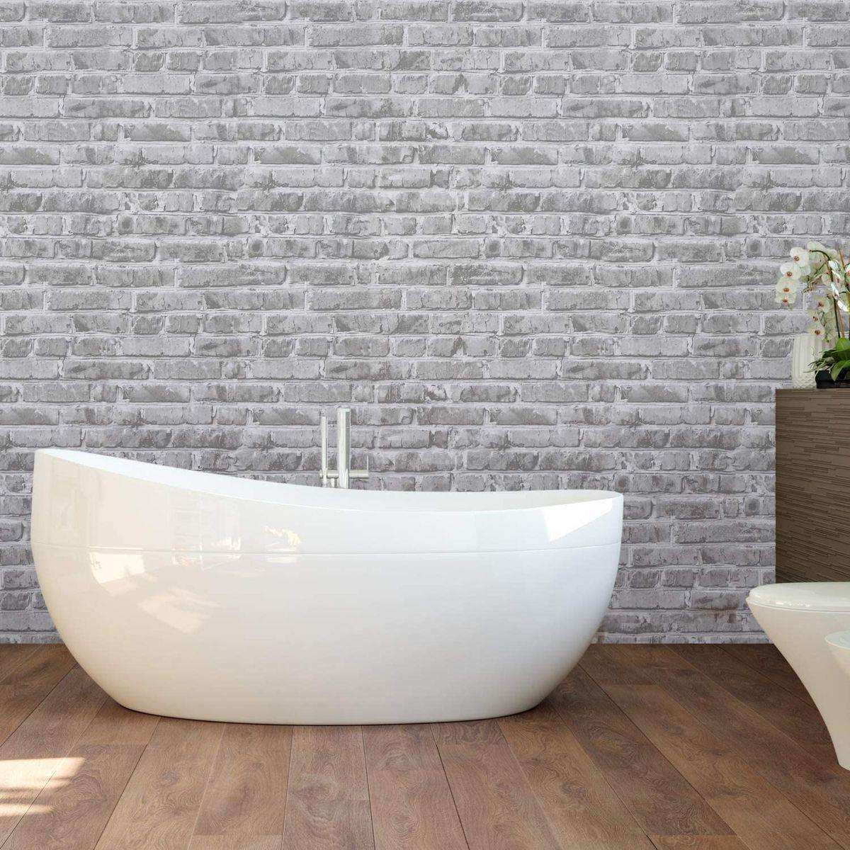 Stick On 3D PVC Wallpaper - 0.45mx5m (Grey Brick)