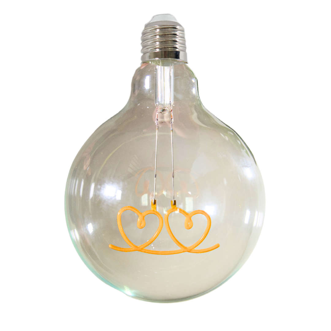 Retro Edison Light Bulb G125 HEARTS Warm White LED E27 3W