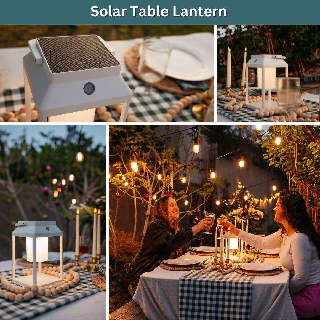 Stellar Lighting Outdoor Solar LED Wall Lamp & Portable Table Lantern White