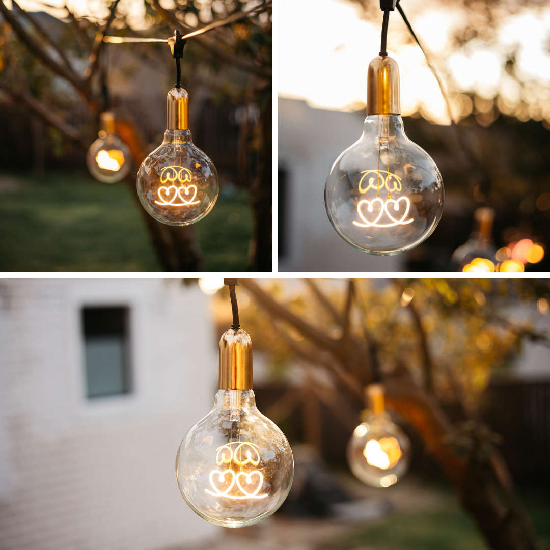 Retro Edison Light Bulb G125 HEARTS Warm White LED E27 3W