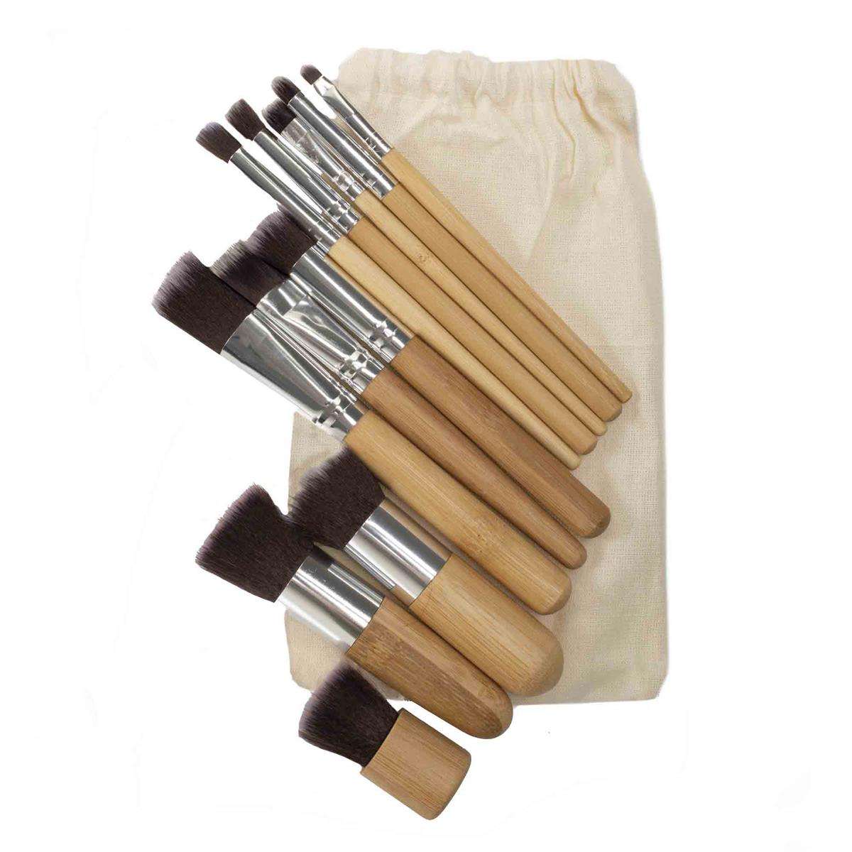 Glam Beauty - Bamboo Make-up Brush Set Of 11 - Cotton Bag