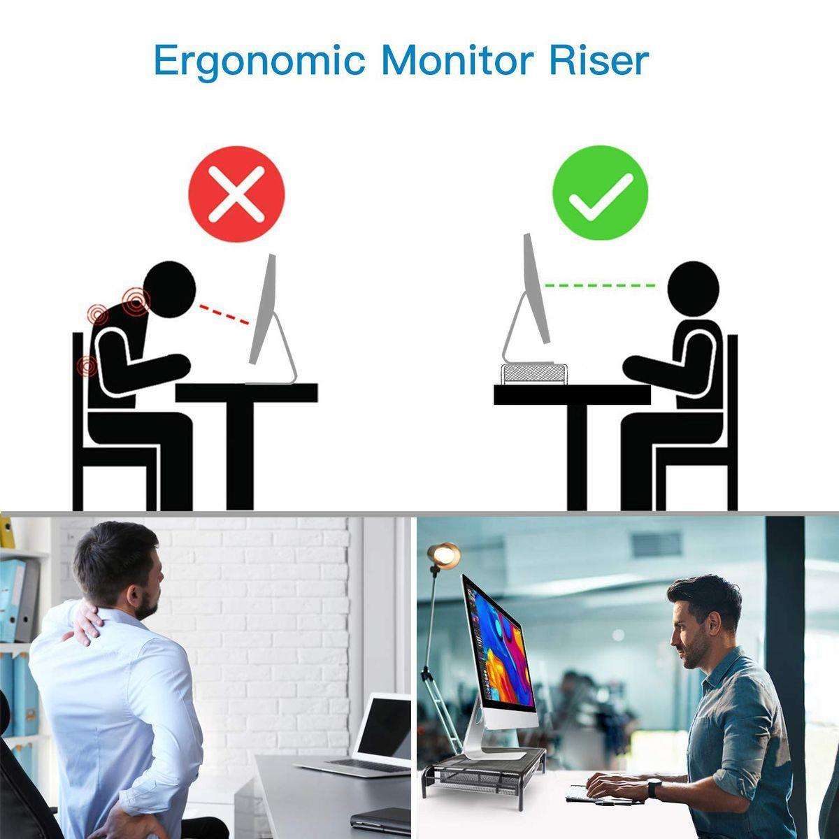Mesh Monitor Laptop Stand Riser Desk