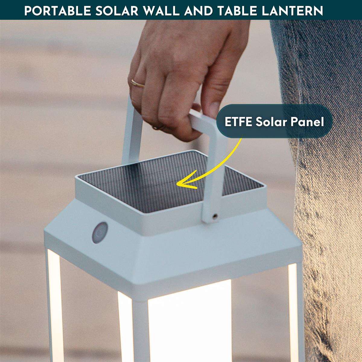 Stellar Lighting Outdoor Solar LED Wall Lamp & Portable Table Lantern White