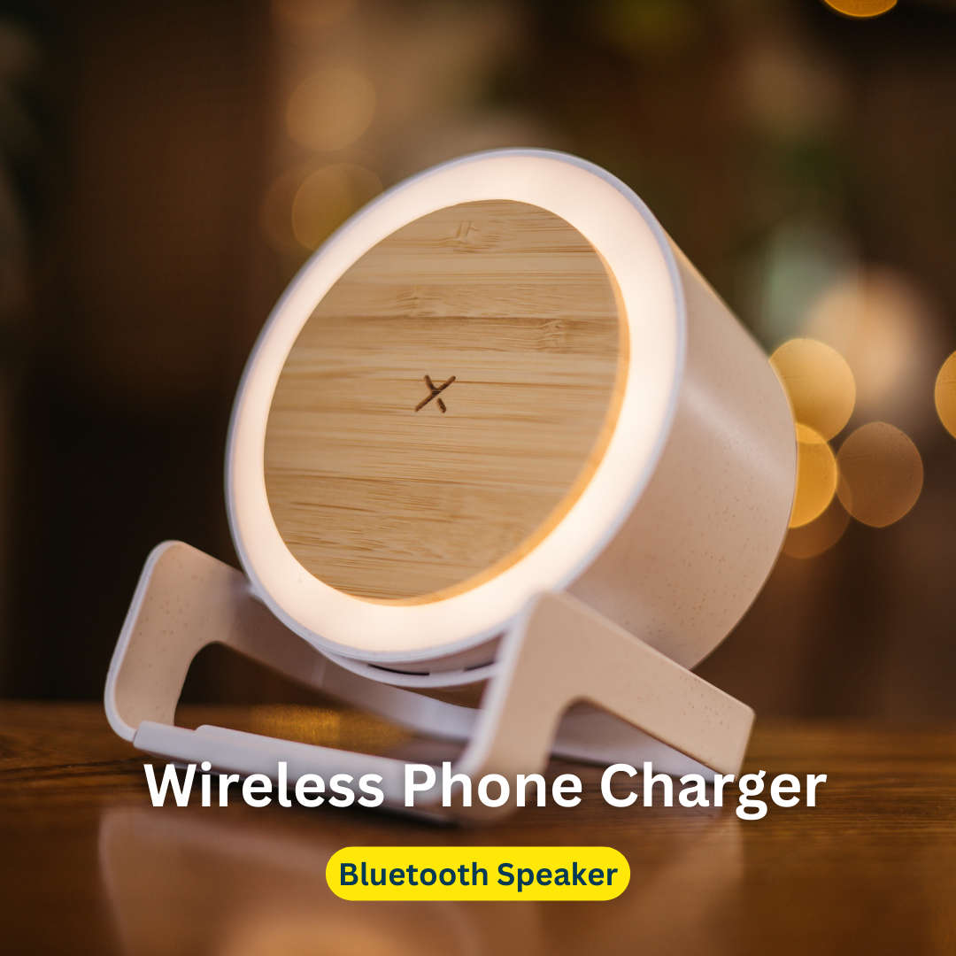 Bamboo Speaker LED Wireless Phone Charger