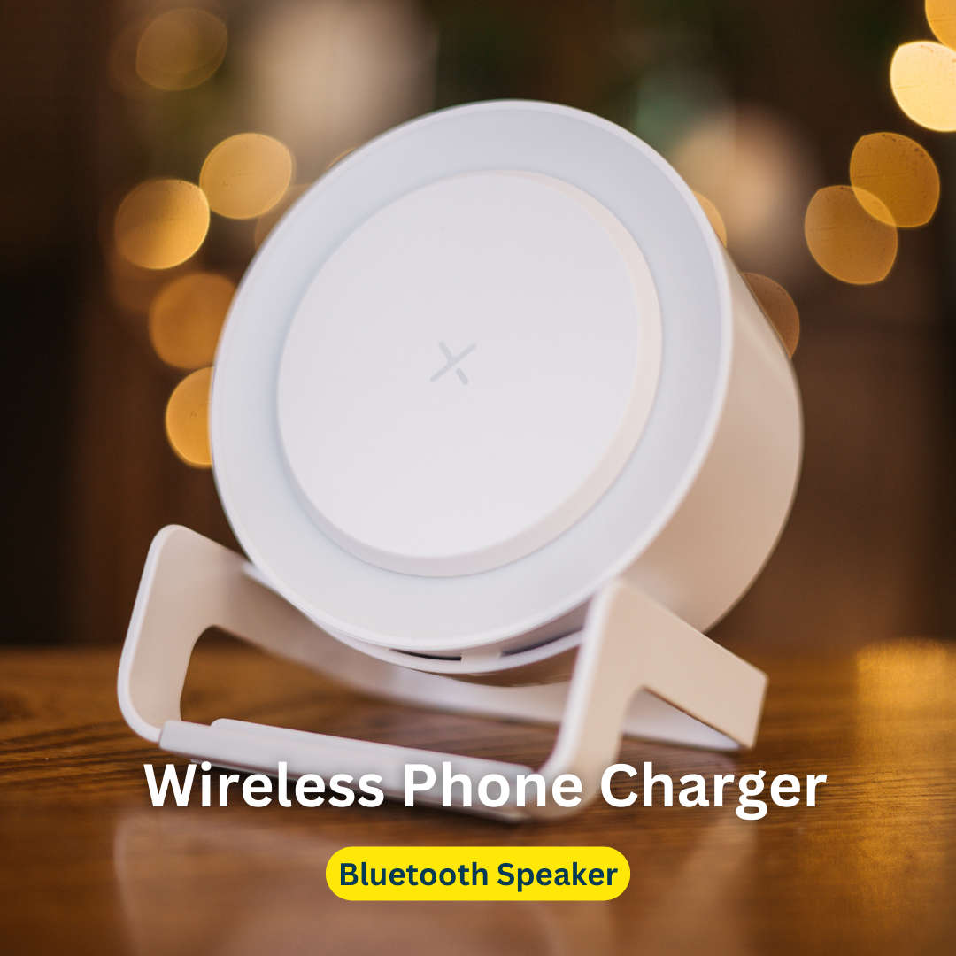 White Bluetooth Speaker Wireless Phone Charger