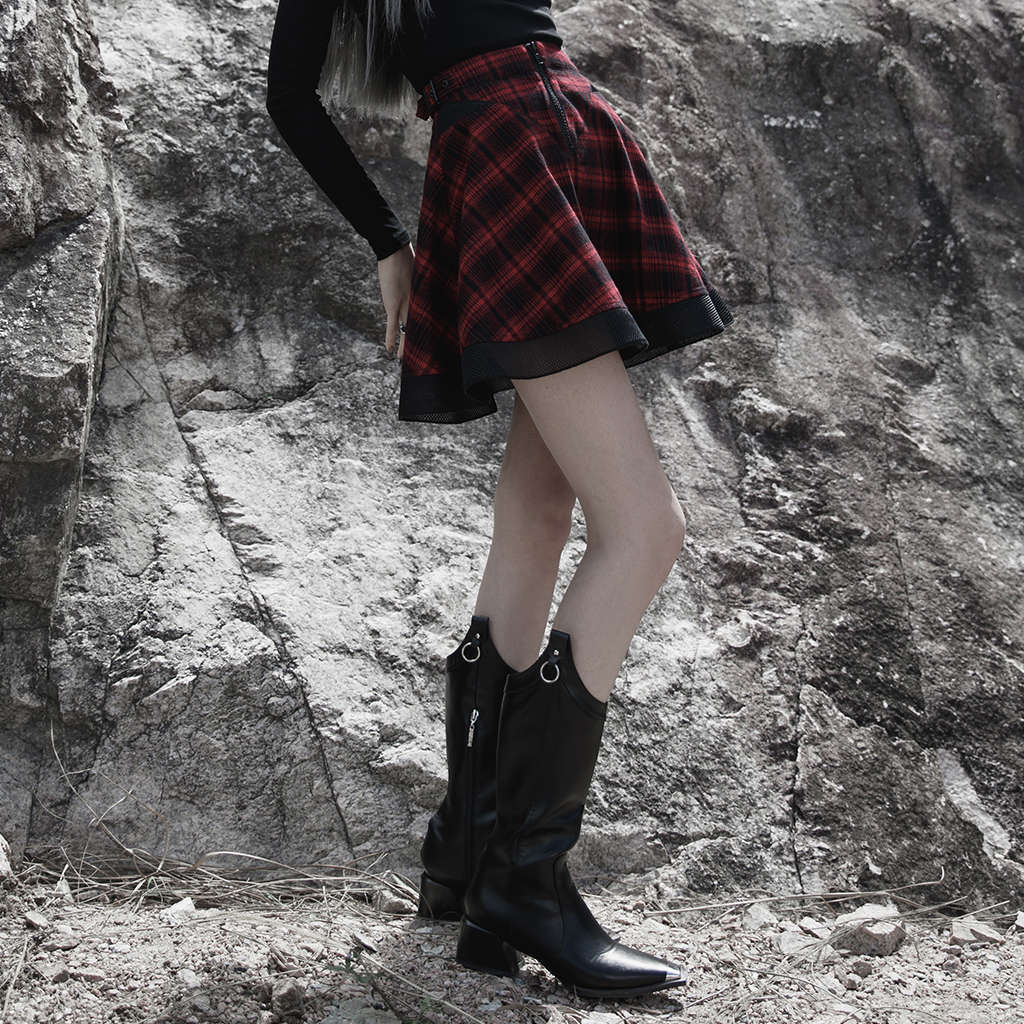 PUNK RAVE Plaid Mesh Pattern Skirt