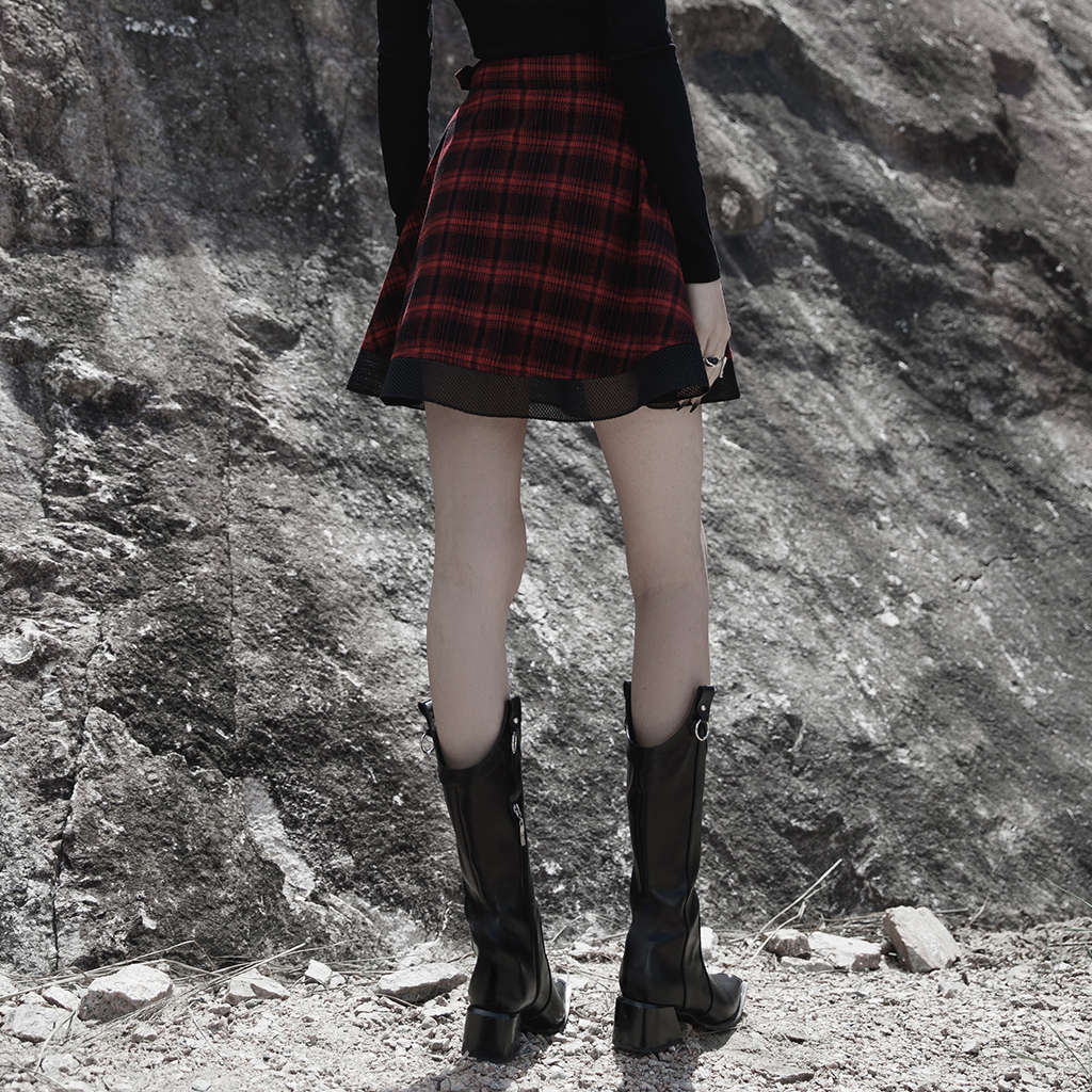 PUNK RAVE Plaid Mesh Pattern Skirt