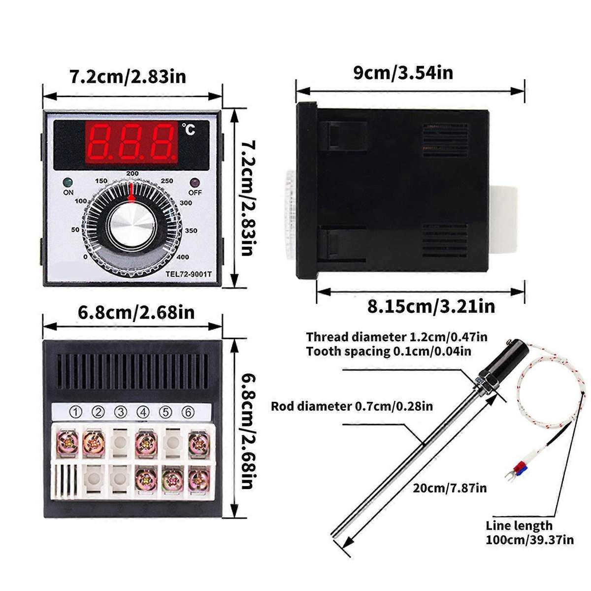 Oven Temperature Controller (Type K)  72x72mm with Probe