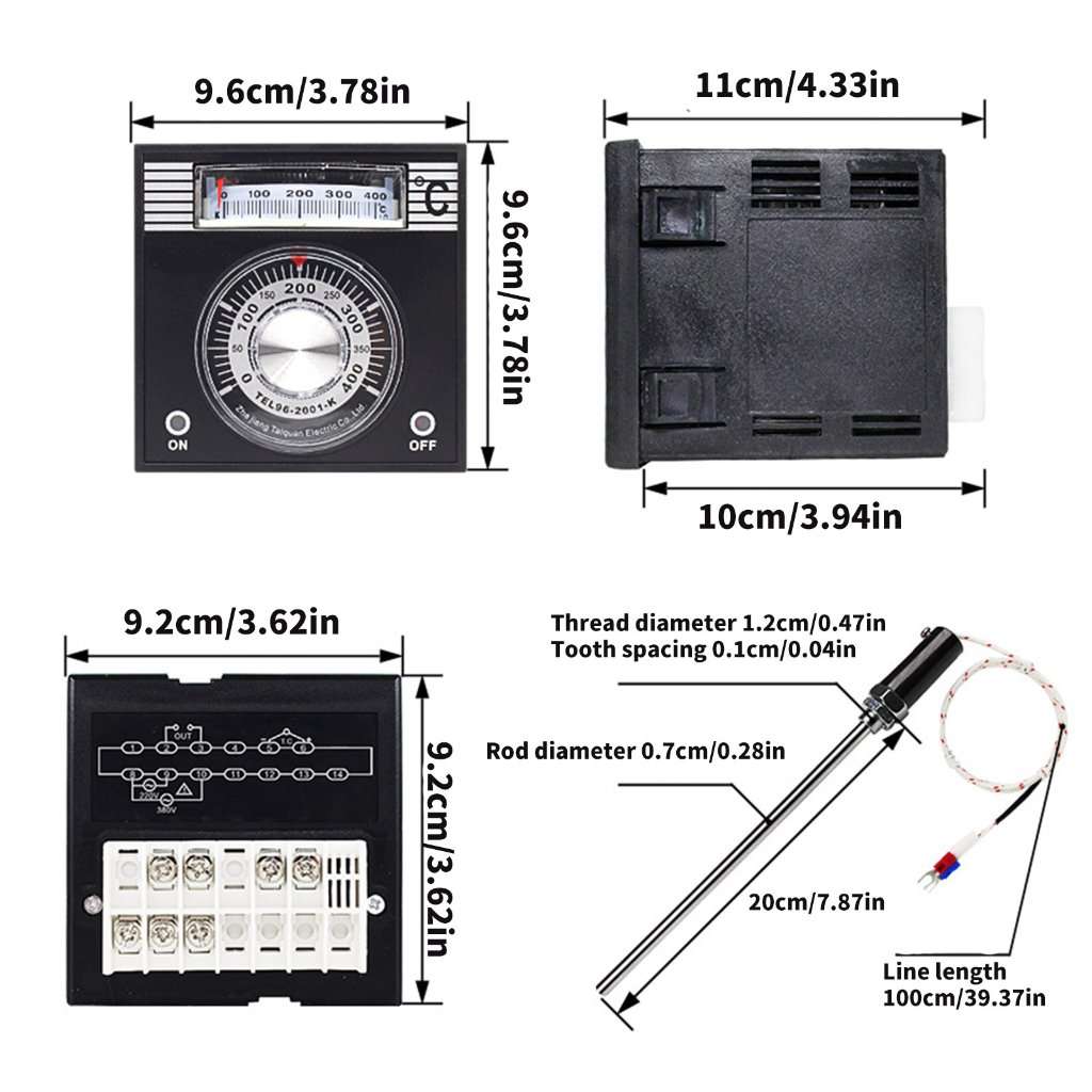 Oven Temperature Controller (Type K)  96x96mm with Probe