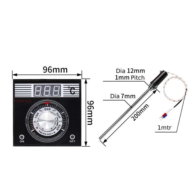 Oven Temperature Controller (Type K)  96x96mm with Probe