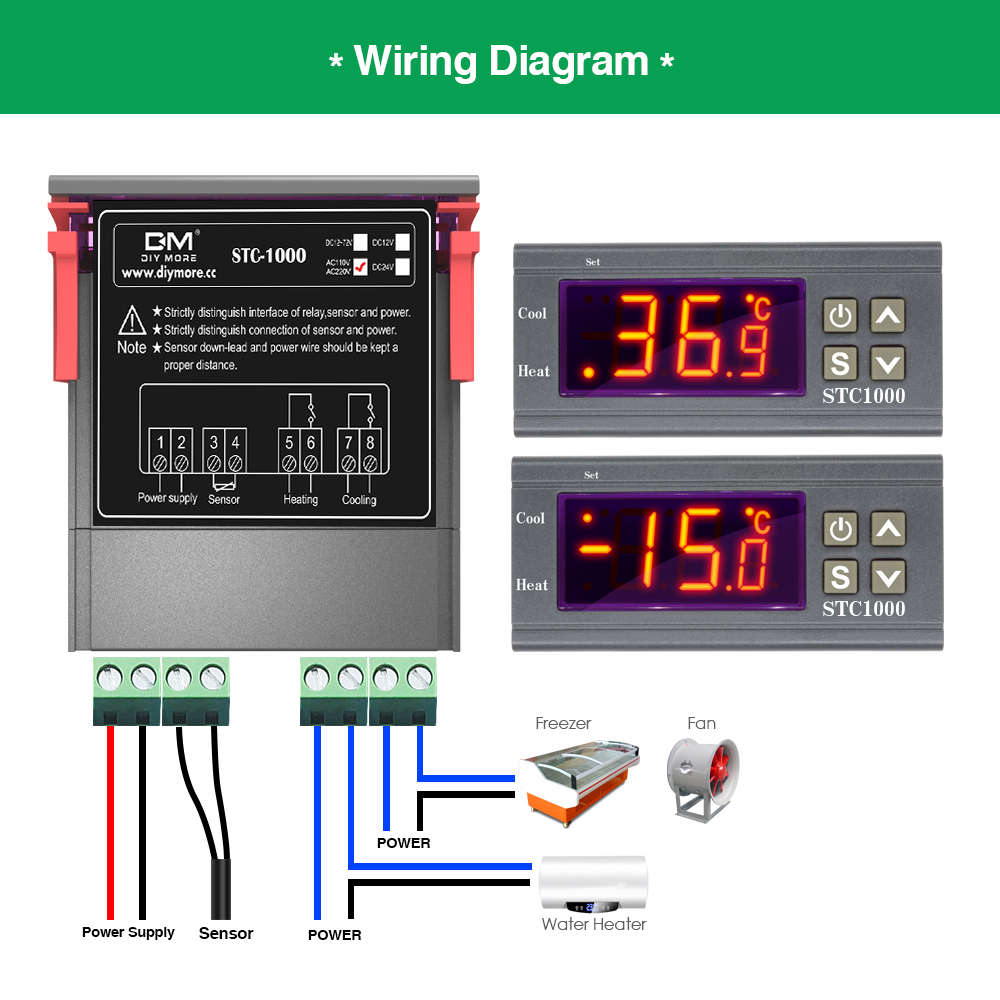 STC-1000 Digital Temperature Controller 220V  Heating & Cooling Thermostat with Sensor | South...