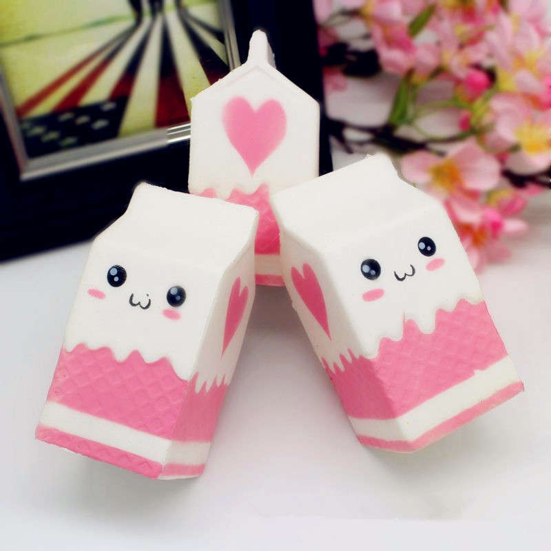 Squishy Jumbo Pink Milk Bottle Box 11cm Slow Rising Soft Collection Gift Decor