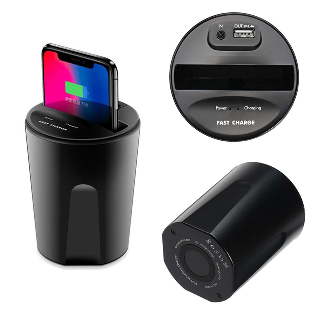 X8 10W Qi Wireless Car Fast Charging Stand Cup Charger for iPhone X Samsung S8