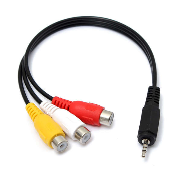 2.5mm 20cm Male to 3 RCA Female Jack Splitter Audio Video AV Adaptor Cable Exte