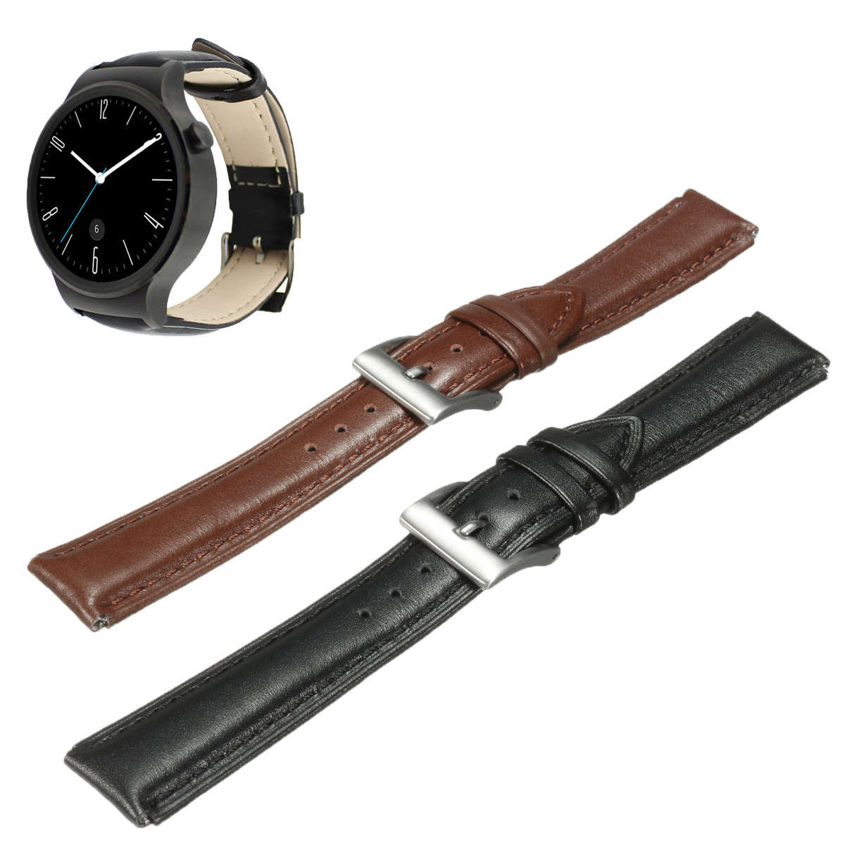 18mm Genuine Leather Watch Band Wrist Strap With 2 Pins for Huawei Smart Watch