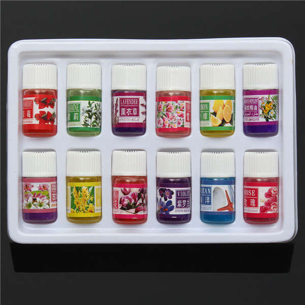 12pcs Spa Aromatherapy Flower Essential Oil Set Pure Therapeutic Relief Plant H
