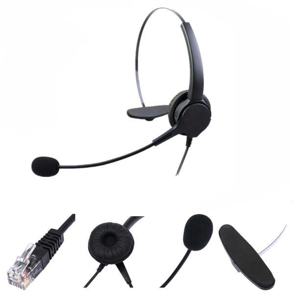 RJ11 Telephone Headset Noise Cancelling Microphone Earphone Headphone For Desk