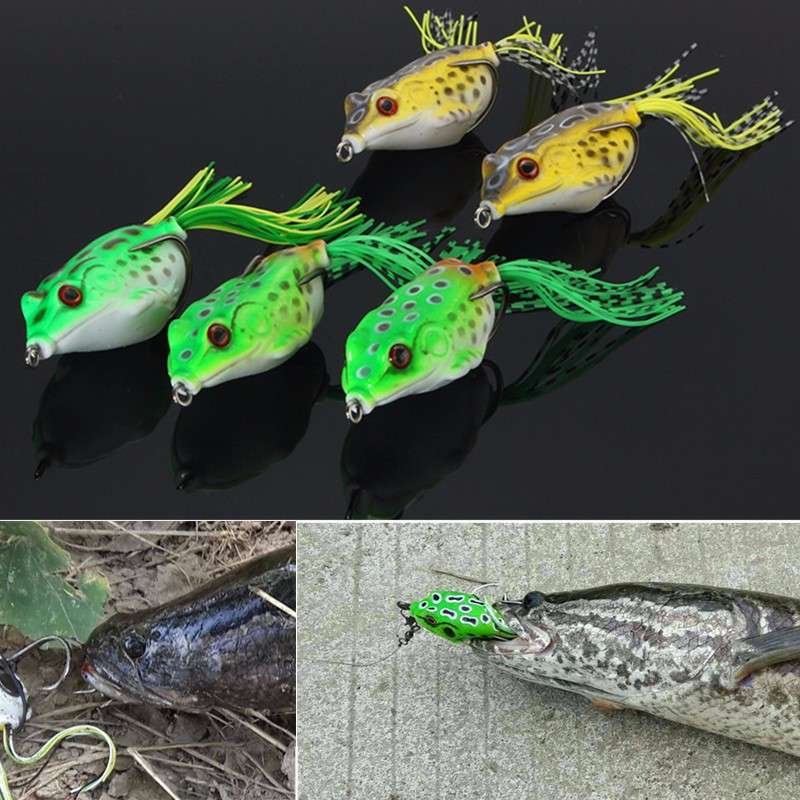 ZANLURE 5Pcs 6CM Large Frog Topwater Fishing Lure Crankbaits Hooks Bass Bait Ta