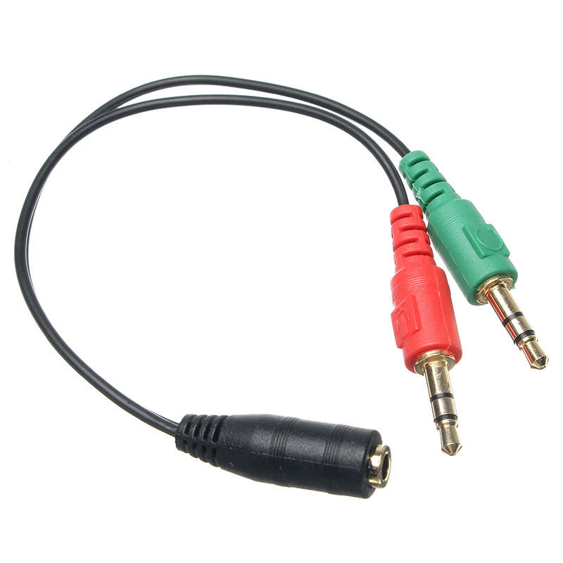 3.5mm Female to 2 Dual 3.5mm Male Headphone Mic Audio Splitter Cable For Tablet
