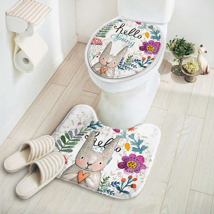 Carpet Absorbent Non-Slip Pedestal Rug Lid Bathroom Toilet Cover Bath Mat New C