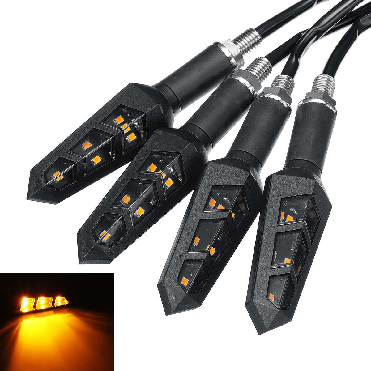 4pcs 12V Motorcycle Bike LED Turn Signal Blinker Light Indicators Amber Univers