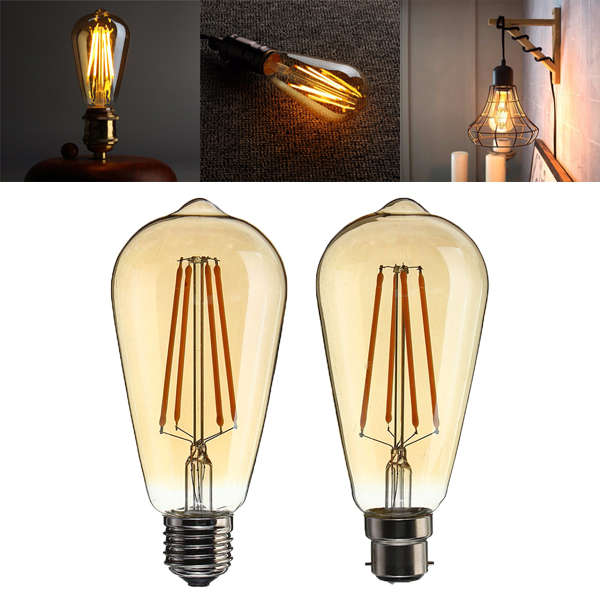 B22/E27 Dimmable ST64 LED 4W Vintage Globe Cage Edison Filament Light Bulb Lamp